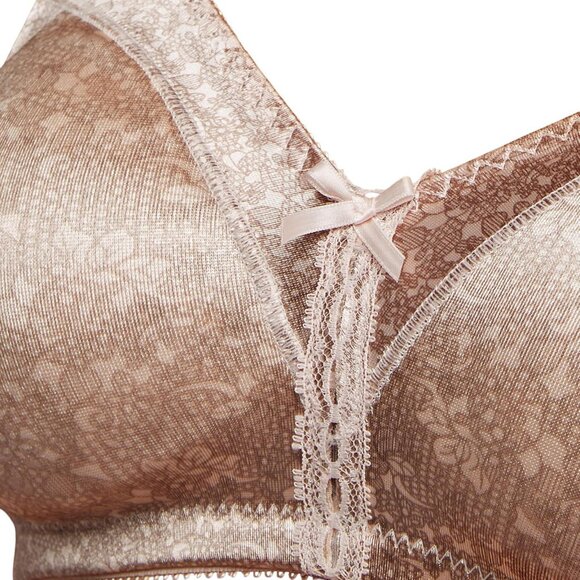 NWT Bali Woman's Double Support Wire-Free Bra 3820 Pink Chic Lace Print 38C - Picture 4 of 12